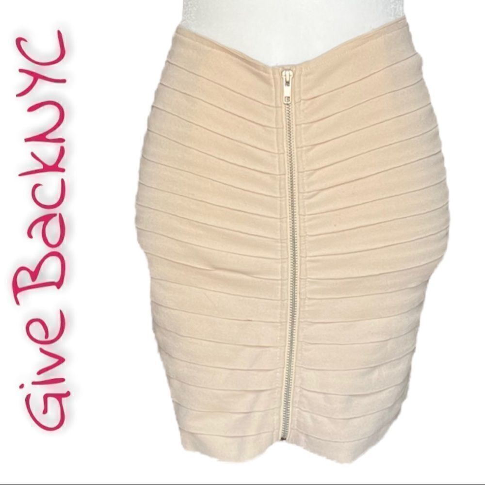 Audrey 3+1 Mini Zipper Skirt Beige Size S